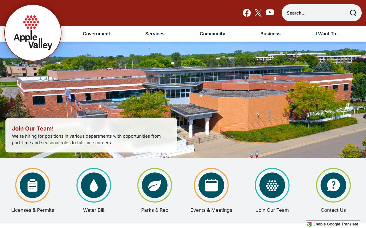 Apple Valley city homepage - access to police and criminal records