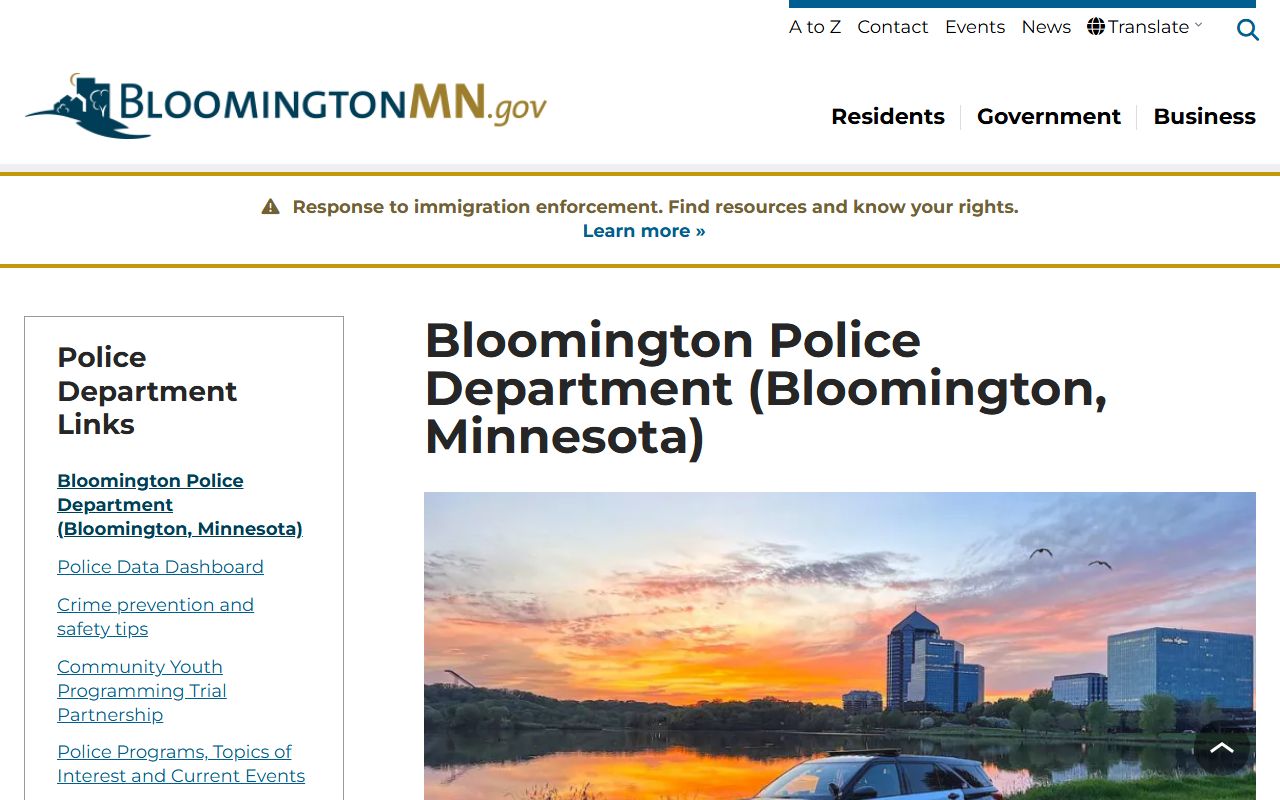 Bloomington Police Department homepage