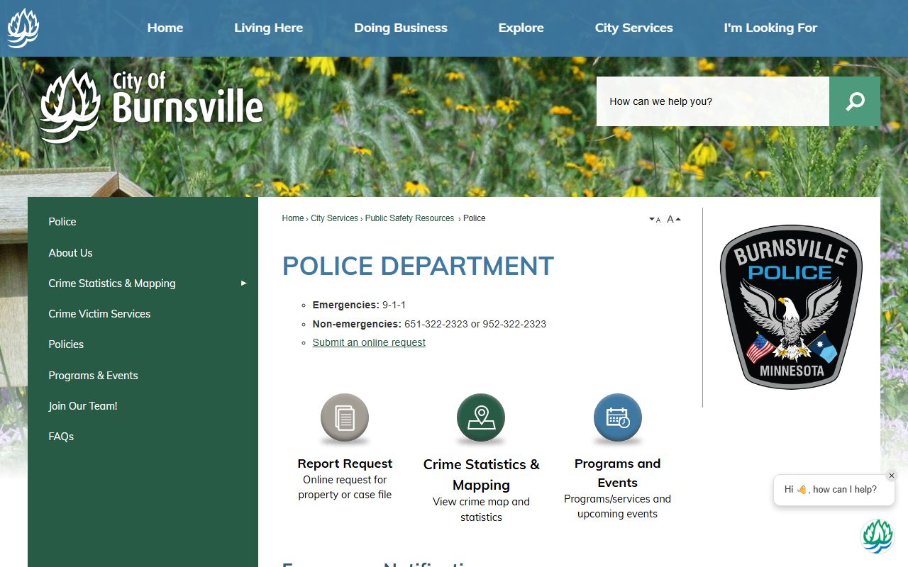 Burnsville Police Department - criminal records and public data requests