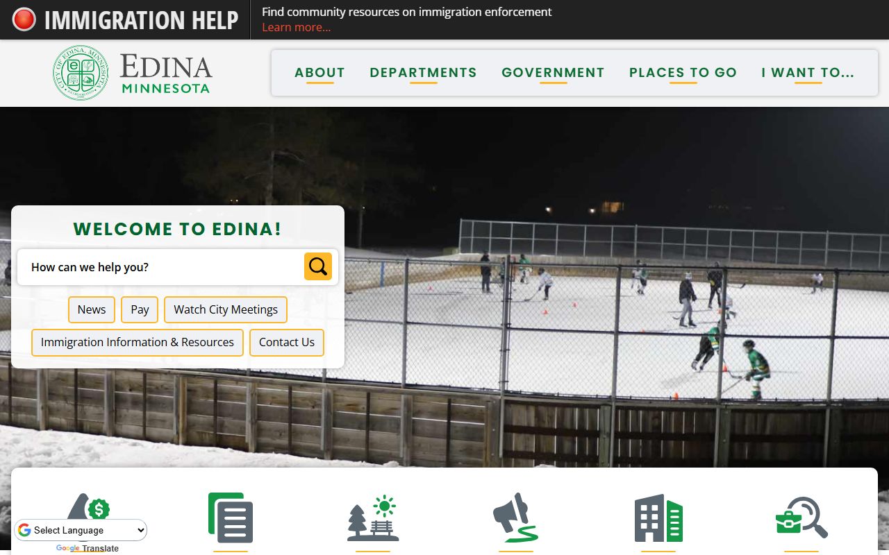Edina city homepage - access to police department and criminal records