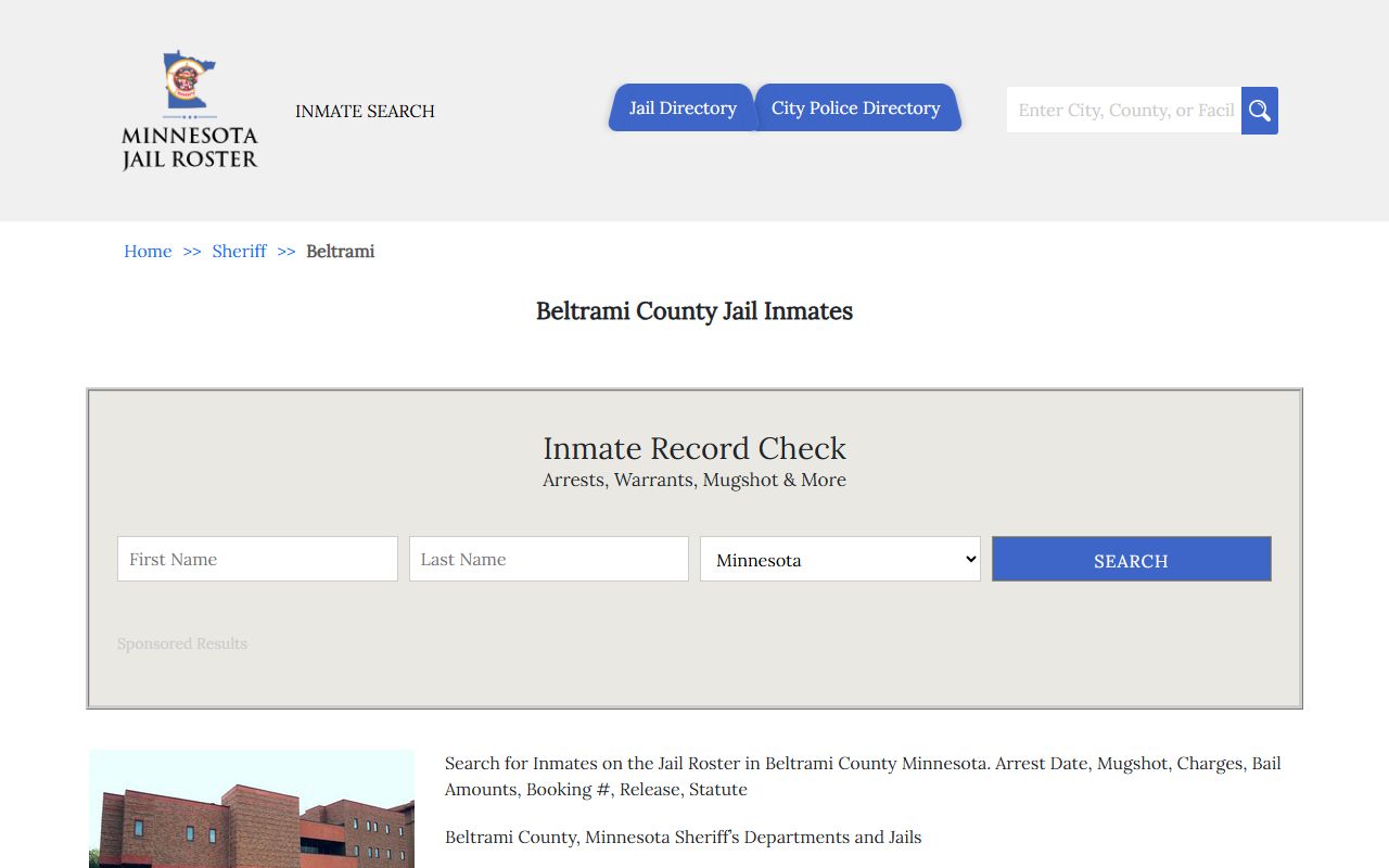 Beltrami County jail roster criminal records search