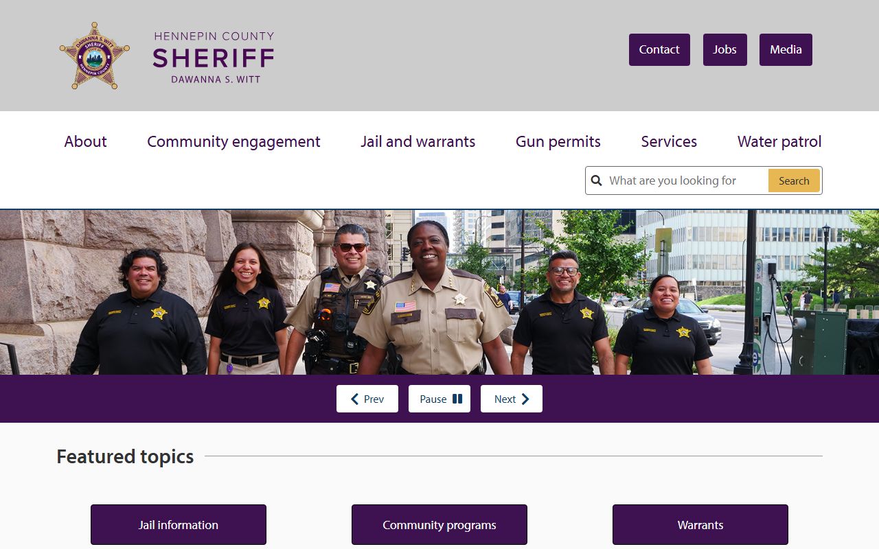 Hennepin County Sheriff homepage for accessing criminal records and jail information