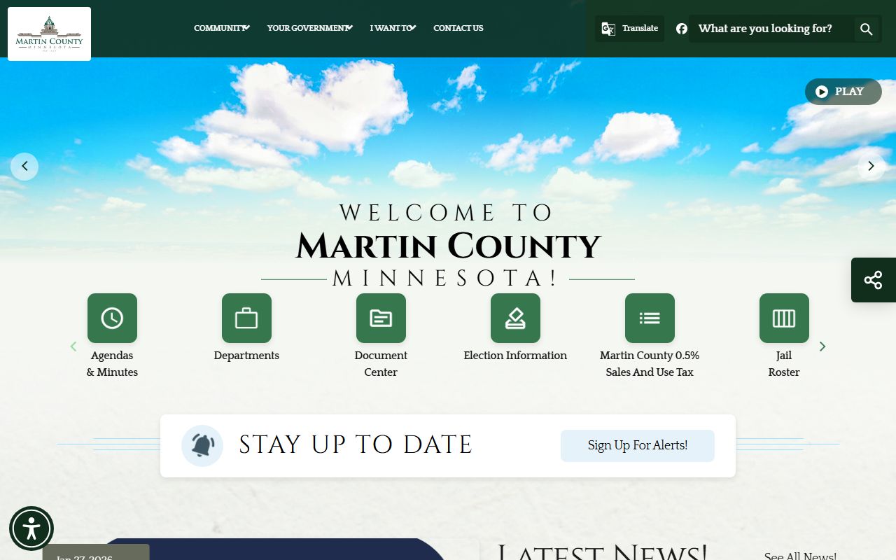 Martin County Sheriff homepage for accessing criminal records and arrest information