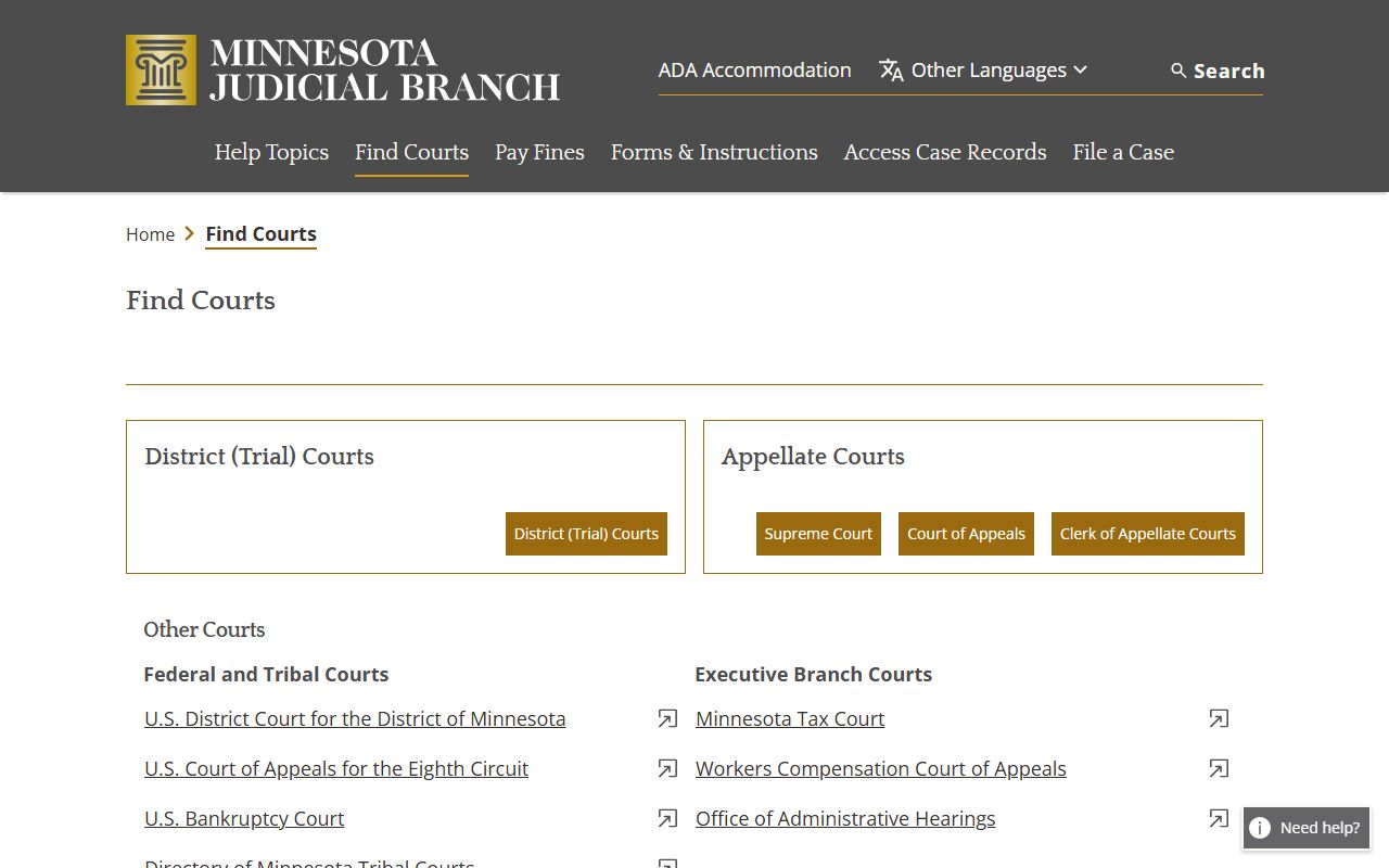 Minnesota courts finder by county criminal records