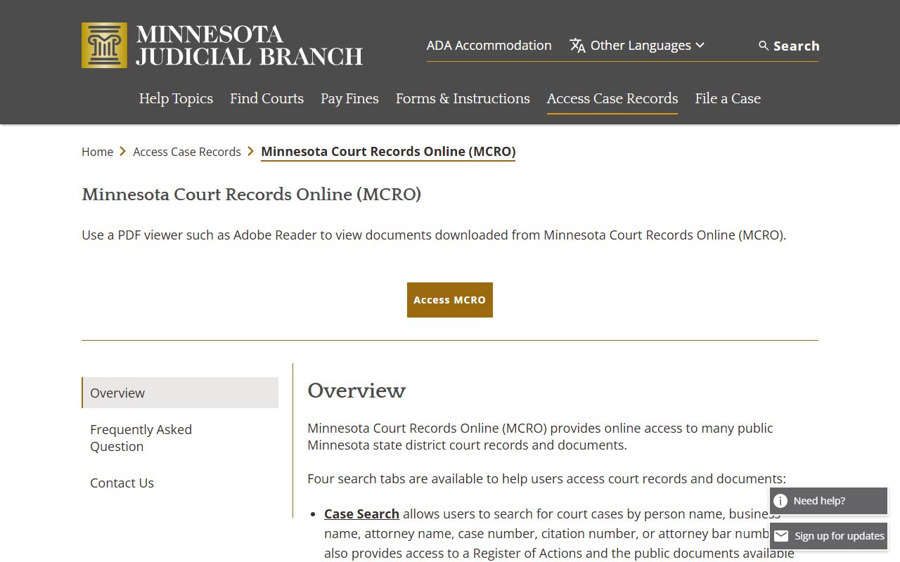 Minnesota Court Records Online MCRO criminal records search