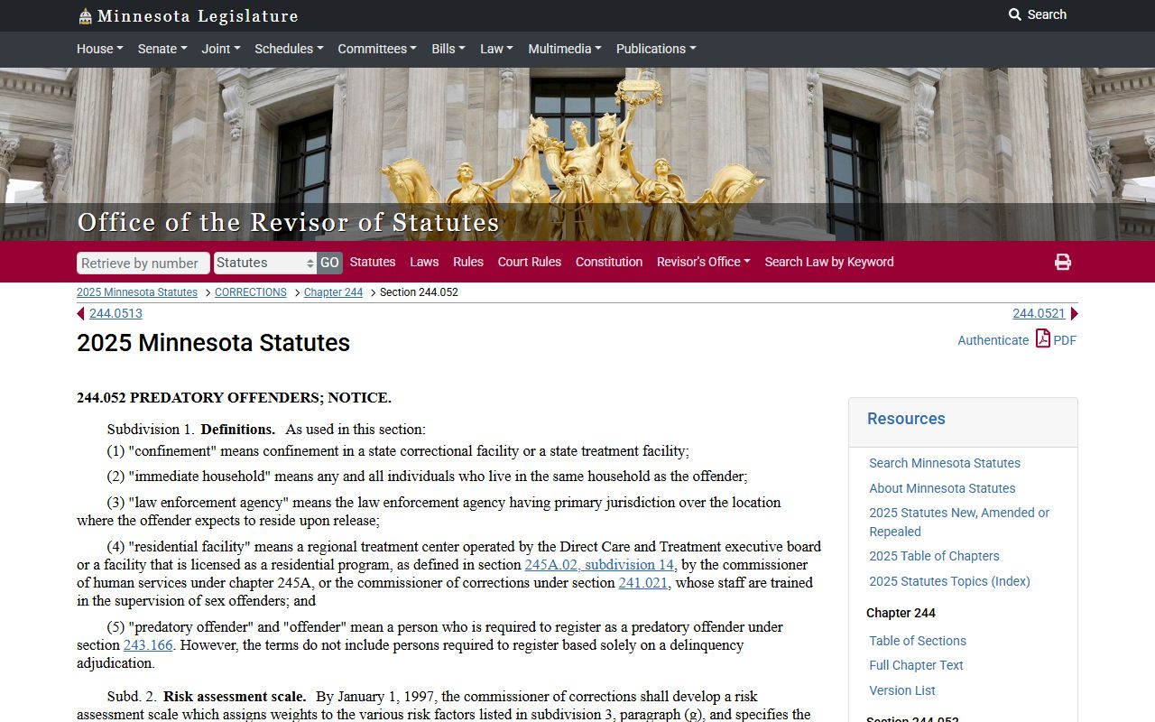 Minnesota predatory offender community notification statute applied in Ramsey County